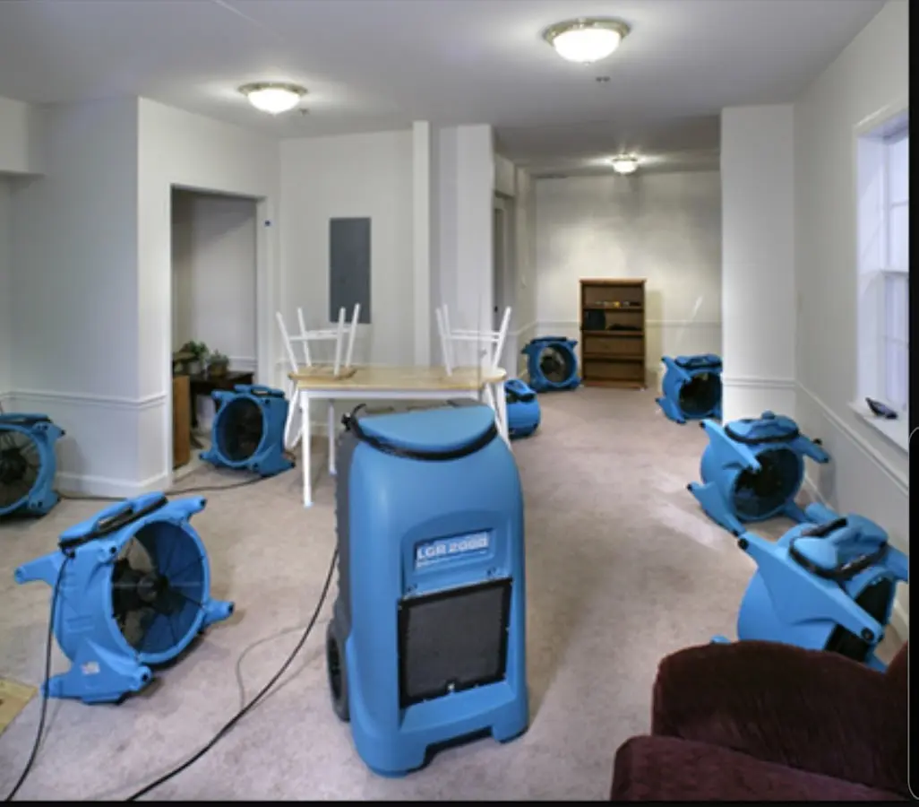 Air movers and dehumidifier setup for Water Extraction & Removal in Nanticoke